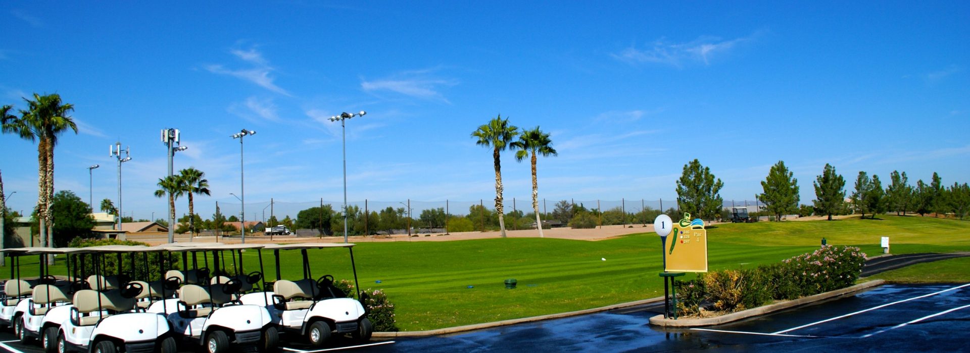 Golf course with carts